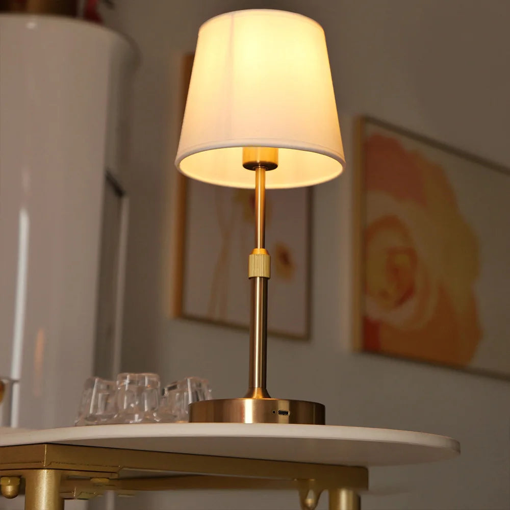 Fabric Desk Lamp Rechargeable Touch Table Lamp Replaceable E12 Bulb 2700K For Restaurant Hotel Room Bedside Decor Lighing