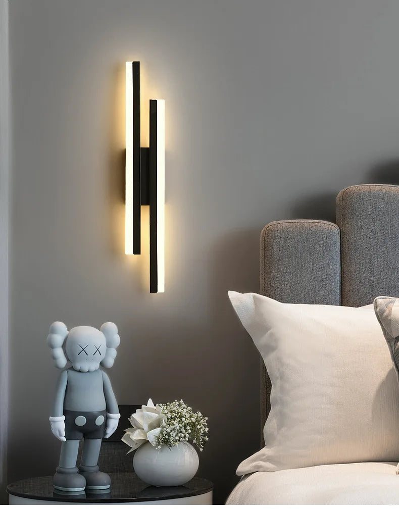 LED Wall Lamp Bedroom Wall Sconces Copper Line Pipe Acrylic Lampshade Indoor Lighting for Living Room Corridor Light Fixture