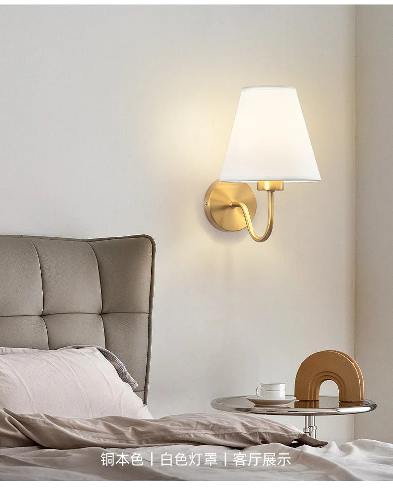 Modern Fabric Wall Lamps Retro Bedside Wall Lamp Living Room Wall Lights Simple Loft Wall Sconce Lighting Fixture AC85-265V E27