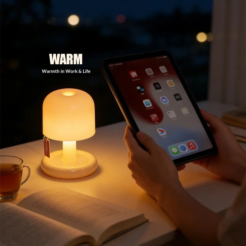 Mini Mushroom Sunset Night Light Rechargeable Desktop Lamp Home Bedroom Decor