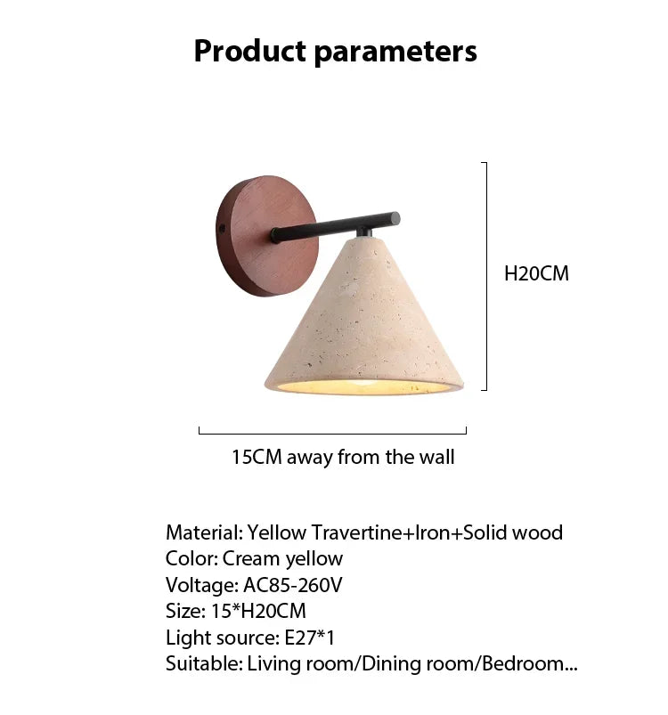 Natural Stone Room Decor Wall Lamp Classical Wall Lights Bedroom Led Sconce Yellow Travertine Home Decorations Lighting Fixtures