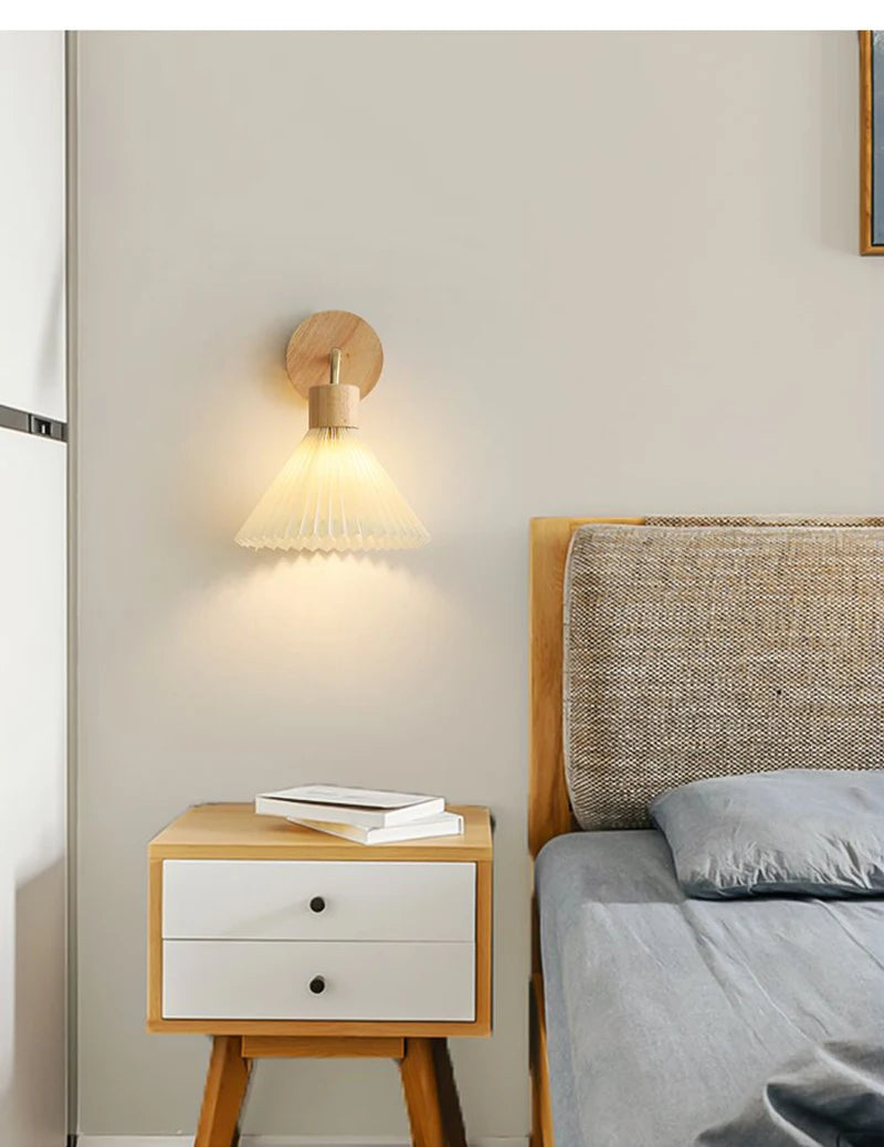 Nordic LED Wall Lamp Modern Wood Wall Light Indoor Lighting Room Decor Sconces For Bedside Bedroom Living Room Hotel E27 Bulb