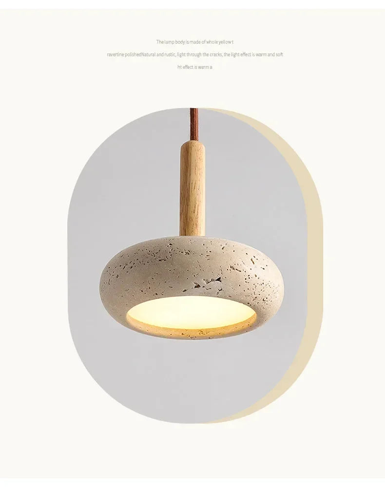 2024 New Hot Selling Pendant Lamps Wabi Sabi Circular Yellow Stone Commercial Home Decoration Restaurant Room LED Droplight