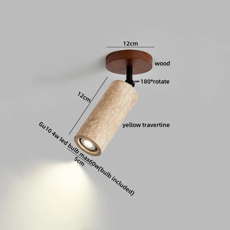 IWHD Natural Stone LED Ceiling Light Decoration Wabi-sabi Wind Aisle Corridor Living Room Modern Ceiling Lamp Yellow Travertine