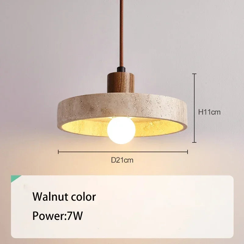 Natural Stone Pendant Light with E27 Bulb Travertine Hanging Lamp Ceiling Suspension for Kitchen Living Dining Room Bedroom