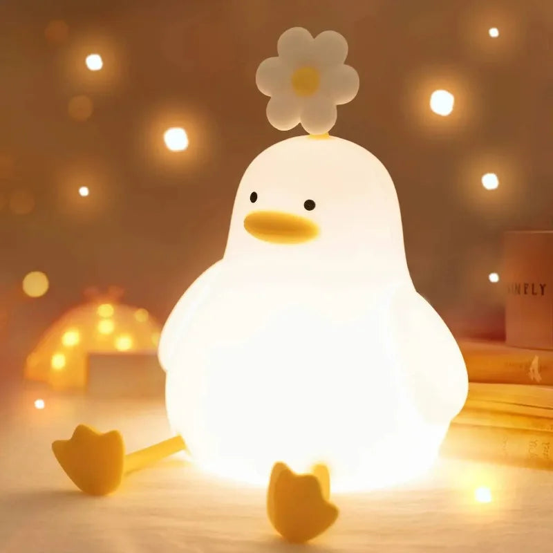 Cute Duck Led Night Light USB Rechargeable Nightlights Silicone Lamp Touch Switch Children Kid Bedroom Decoration Birthday Gift