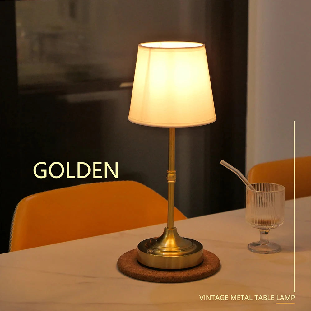 Fabric Desk Lamp Rechargeable Touch Table Lamp Replaceable E12 Bulb 2700K For Restaurant Hotel Room Bedside Decor Lighing