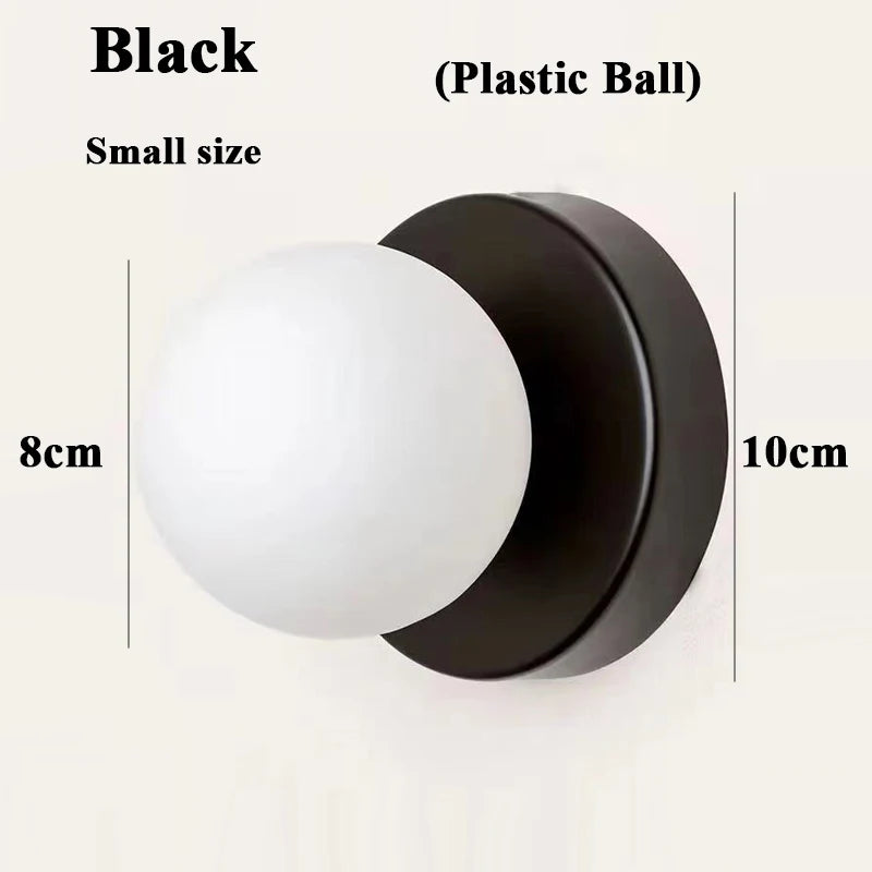 Macaron Soft Style Small Wall Lamp Iron Base With Plastic Material Ball Lampshade Sconce Light Modern Home Decor Soft E27 Lustre