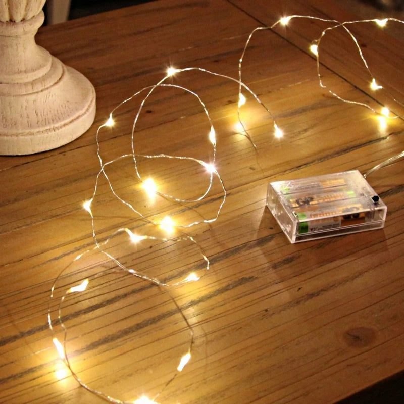 Copper Wire Fairy Lights – 3×AA Battery, 1–30 m