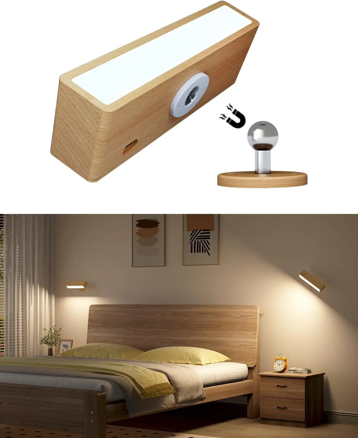Velmora Magnetic Wall Sconce – Ambient Light for Bedside & Calm Living Spaces