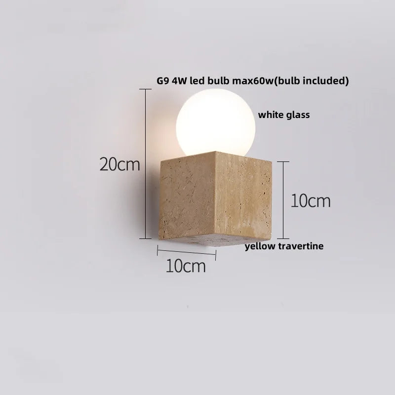 IWHD Wood LED Wall Lamp Sconce Pull Chain Aisle Bedroom Rotate Yellow Travertine Nordic Modern 2 Lighting Bathroom Mirror Light