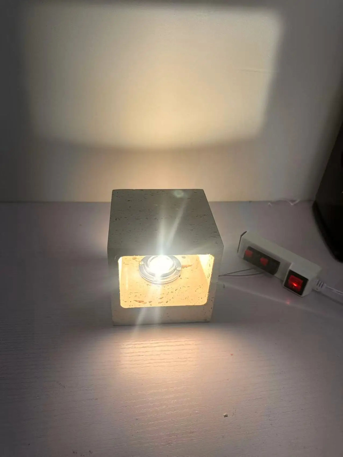Luma Square Shape Yellow Travertine Wall Lamp for Outdoor Waterproof Courtyard Sconce Hallway Stairs Bathroom Stone Wall Lamp