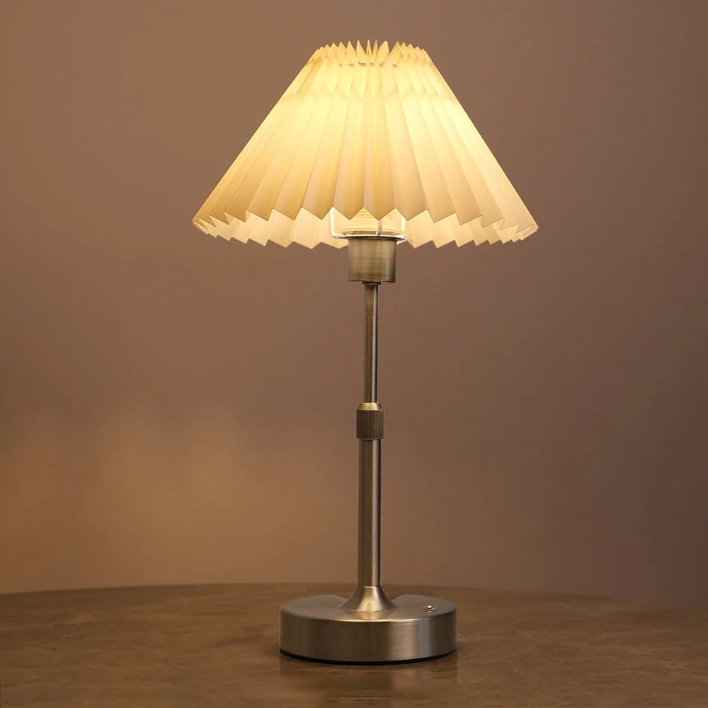 Fabric Desk Lamp Rechargeable Touch Table Lamp Replaceable E12 Bulb 2700K For Restaurant Hotel Room Bedside Decor Lighing