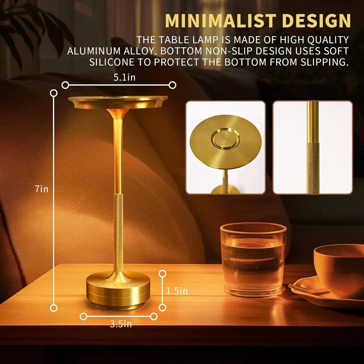 GGbingo Rechargeable Wireless Table Lamp LED Touch Sensor Desktop Night Light Reading Lamp for Hotel Bar Bedroom Decor Light