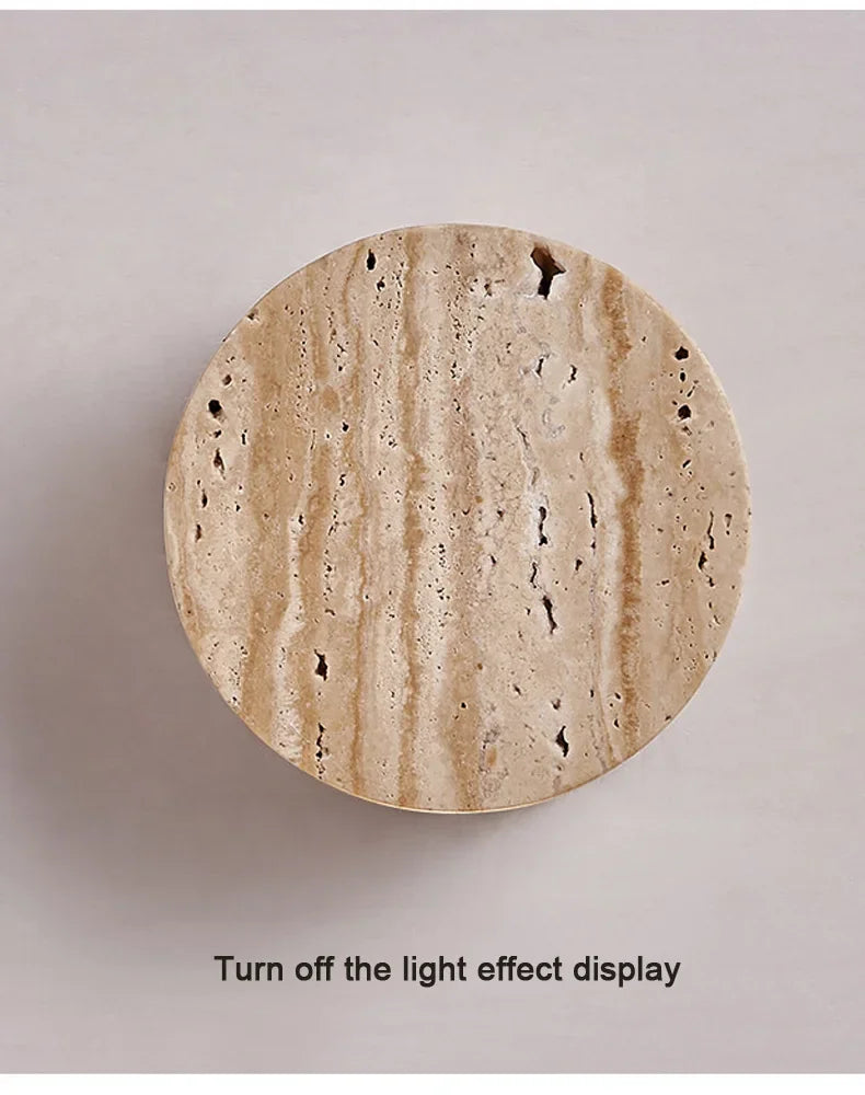 Luma Wabi-Sabi Yellow Travertine Wall Light, Natural Stone LED Wall Sconce Lamp For Bedroom Bedside Aisle Stair Restaurant