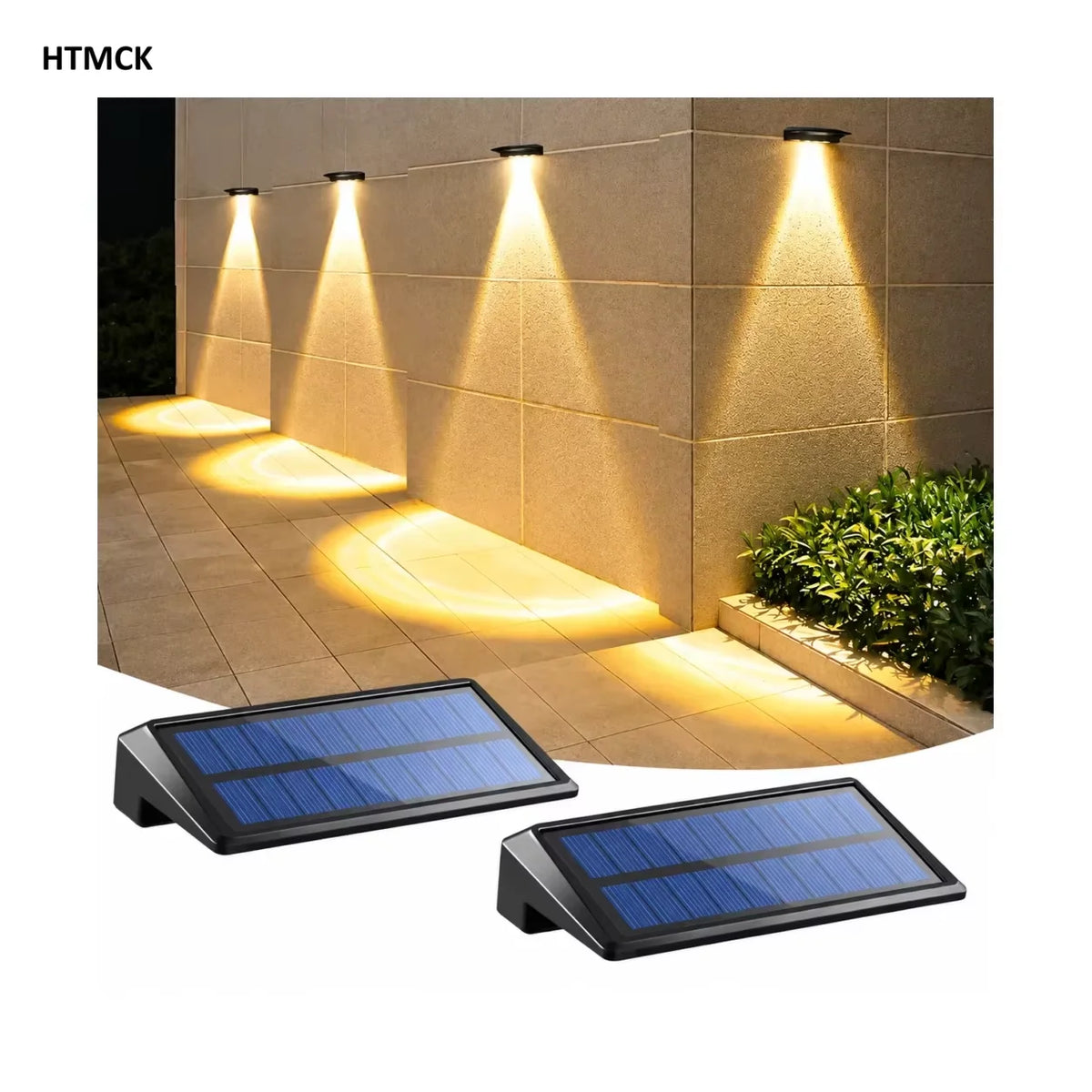 2-Pack Solar Fence Wall Lights, 4 LED Waterproof Outdoor Deck Lamp, Landscape Lighting for Yard, Pathway, Fence Post Decoration