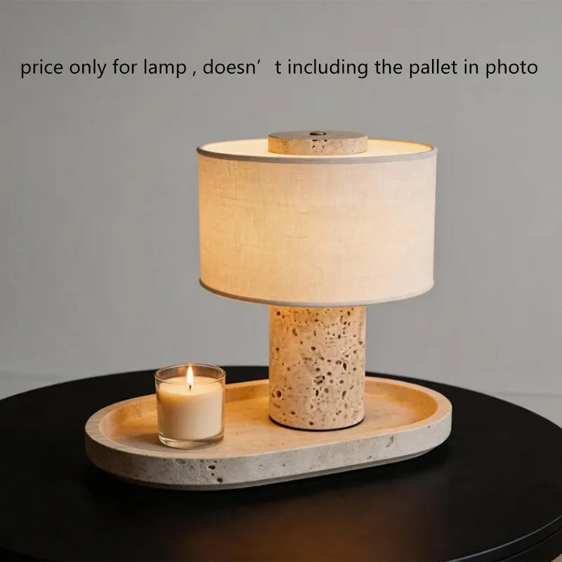 Lessa Marble-Style Table Lamp with Fabric Shade