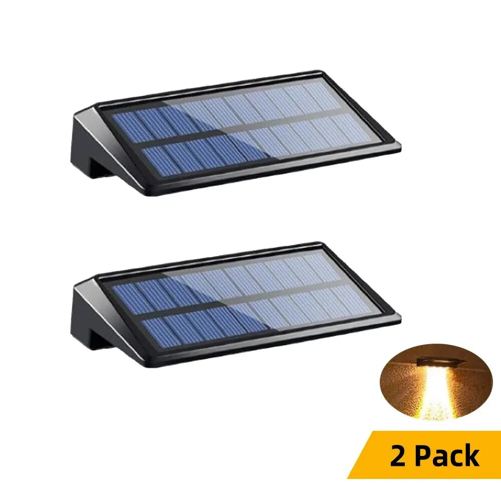 2-Pack Solar Fence Wall Lights, 4 LED Waterproof Outdoor Deck Lamp, Landscape Lighting for Yard, Pathway, Fence Post Decoration