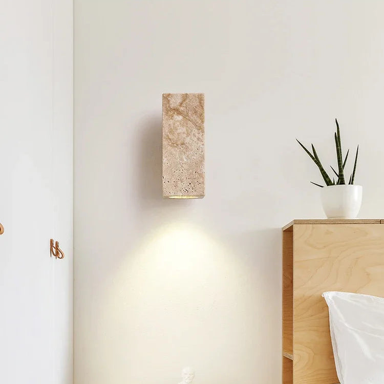 Niva Travertine Wall Light – Quiet Warmth for Bedside & Bedroom