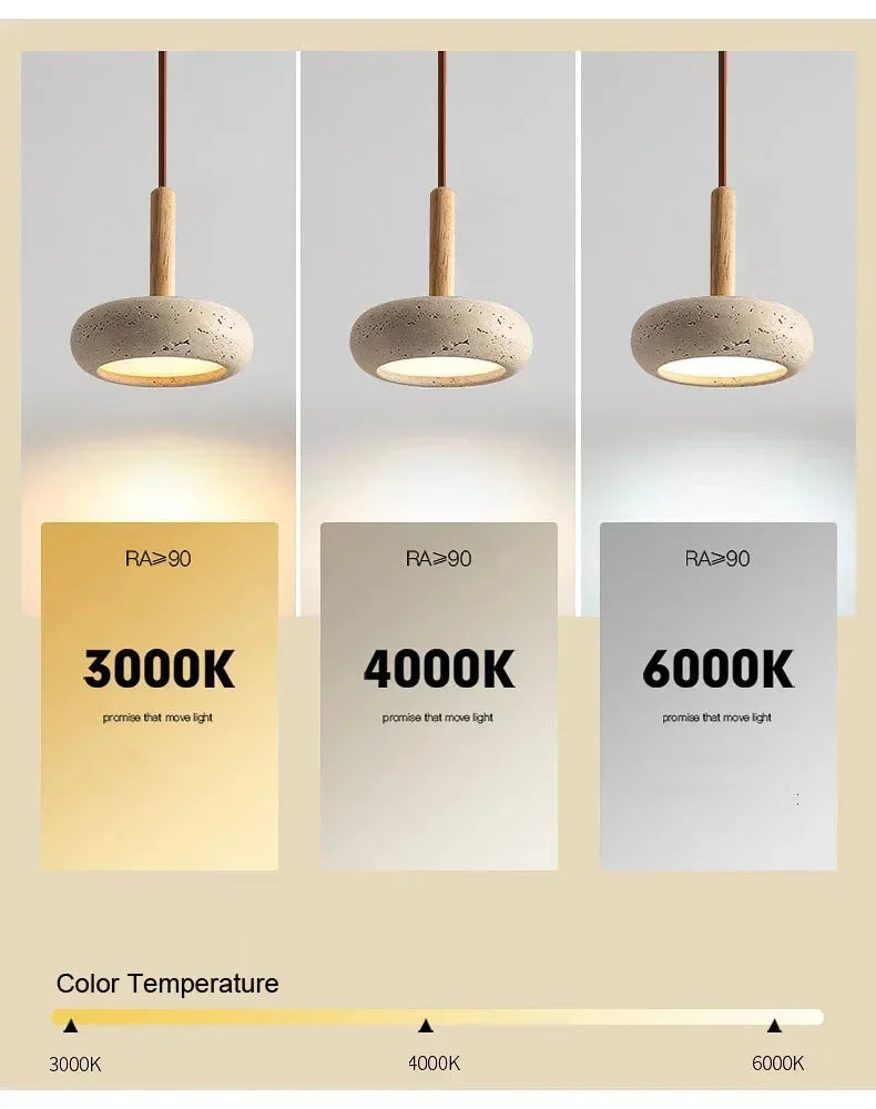 2024 New Hot Selling Pendant Lamps Wabi Sabi Circular Yellow Stone Commercial Home Decoration Restaurant Room LED Droplight