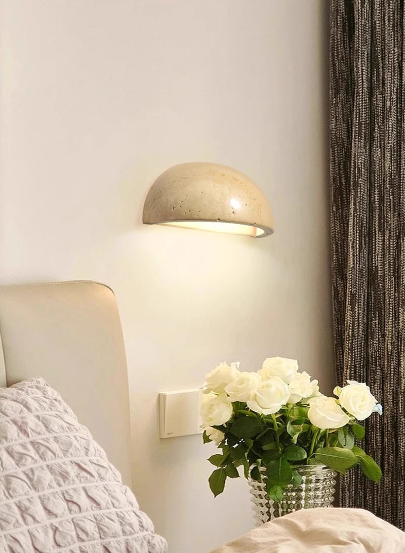IWHD Modern LED Wall Lamp Yellow Travertine Glass Lampshade Wall Light Indoor Room Decoration Bedside Lighting Applique Murale