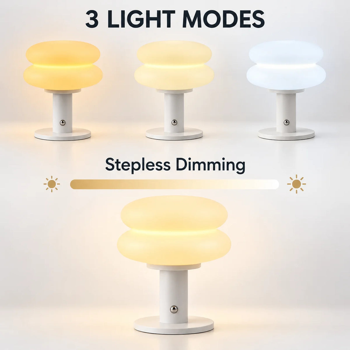 Bauhaus Table Lamp Plastic Lampshade Bedroom Bedside Living Room Nordic Mushroom Lamp 9-Level Brightness Dimming Ambient Light