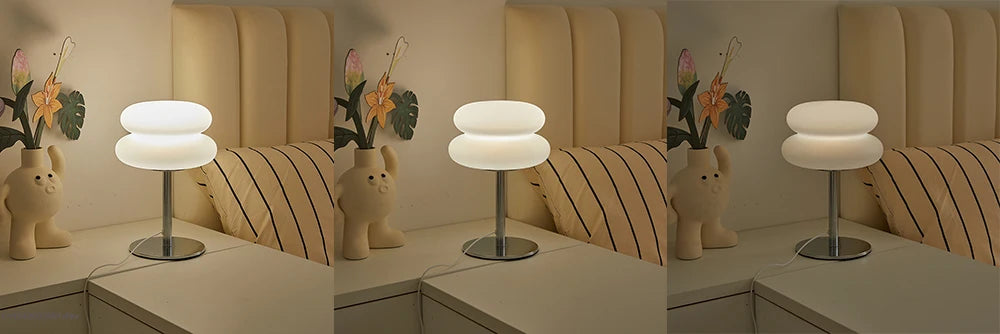 Bauhaus Table Lamp Plastic Lampshade Bedroom Bedside Living Room Nordic Mushroom Lamp 9-Level Brightness Dimming Ambient Light