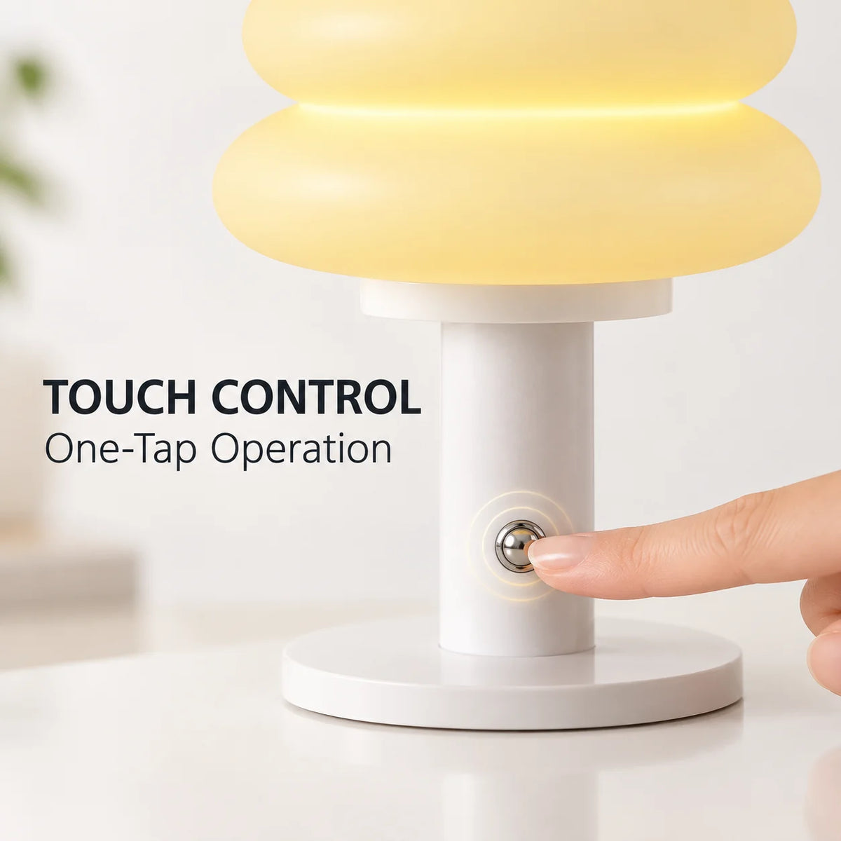 Bauhaus Table Lamp Plastic Lampshade Bedroom Bedside Living Room Nordic Mushroom Lamp 9-Level Brightness Dimming Ambient Light