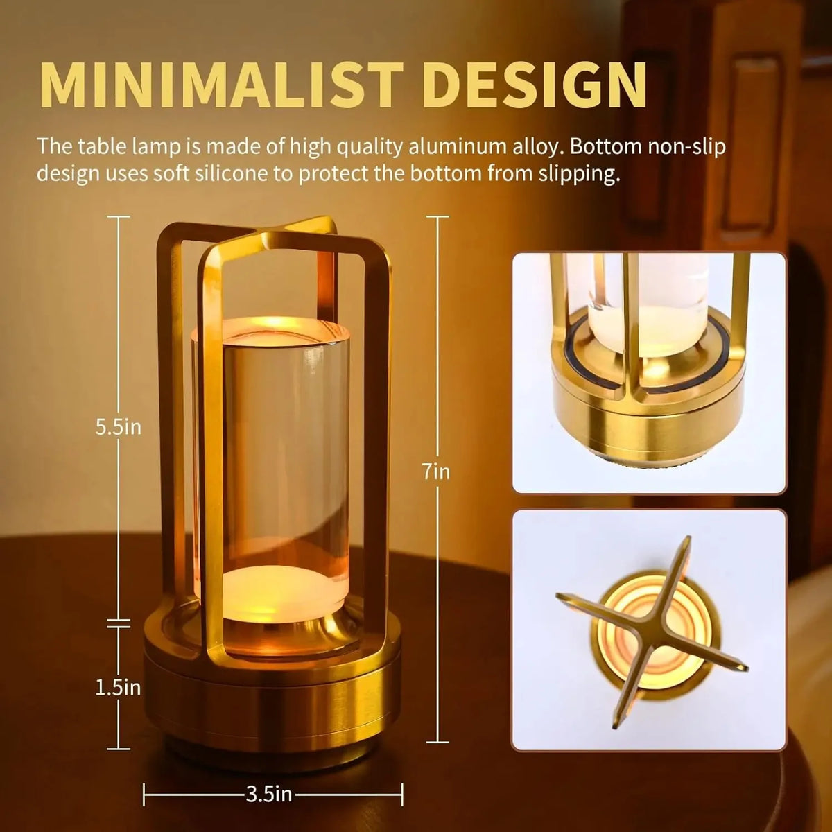 GGbingo Rechargeable Wireless Table Lamp LED Touch Sensor Desktop Night Light Reading Lamp for Hotel Bar Bedroom Decor Light