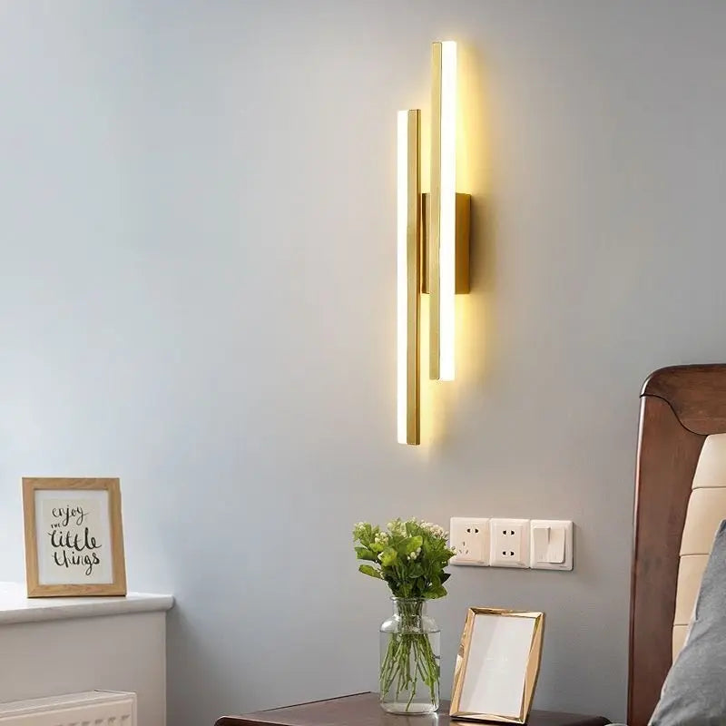 LED Wall Lamp Bedroom Wall Sconces Copper Line Pipe Acrylic Lampshade Indoor Lighting for Living Room Corridor Light Fixture