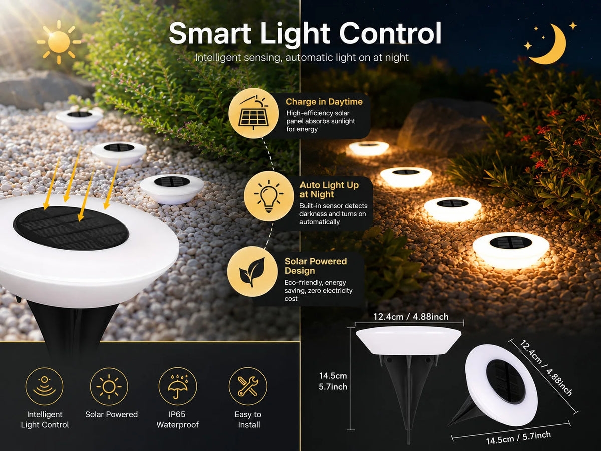 1/2Pack Solar Ground Lights,14LED Waterproof Outdoor Landscape Light, LED Lawn Lamp, for Garden Pathway Yard Deck Camping Decor