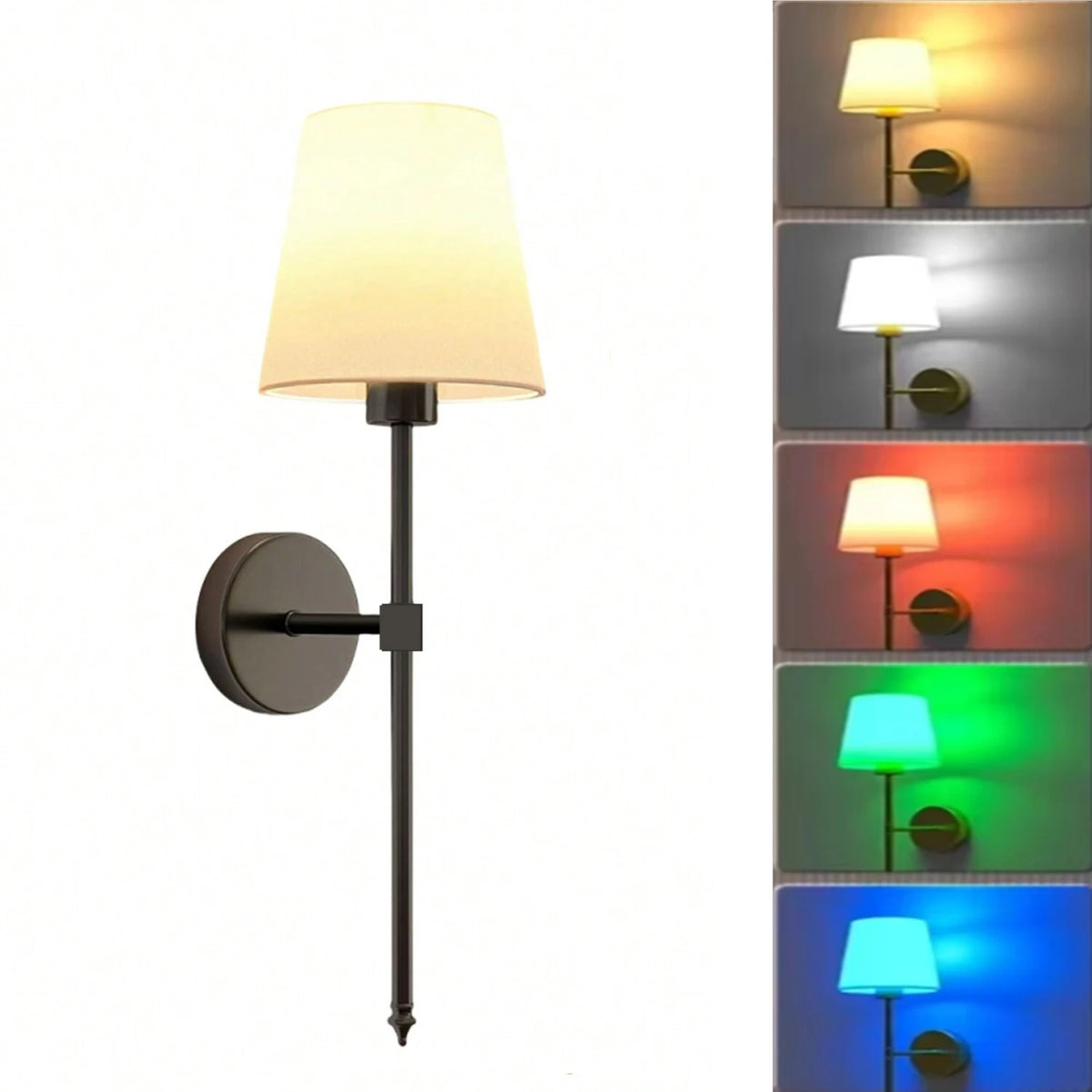 Wireless Battery Powered Wall Lamp Rechargeable Wall Lamp Dimmable Detachable Bulb Remote Control 15 Color Wireless Wall Lamp
