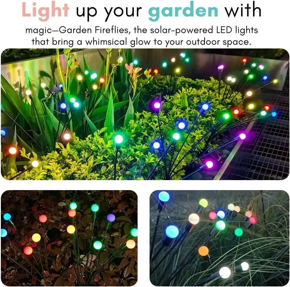 Solar Firefly Lights Garden Stake, Waterproof LED Outdoor Swaying for Yard Patio Lawn Pathway Walkway Landscape Decor Party