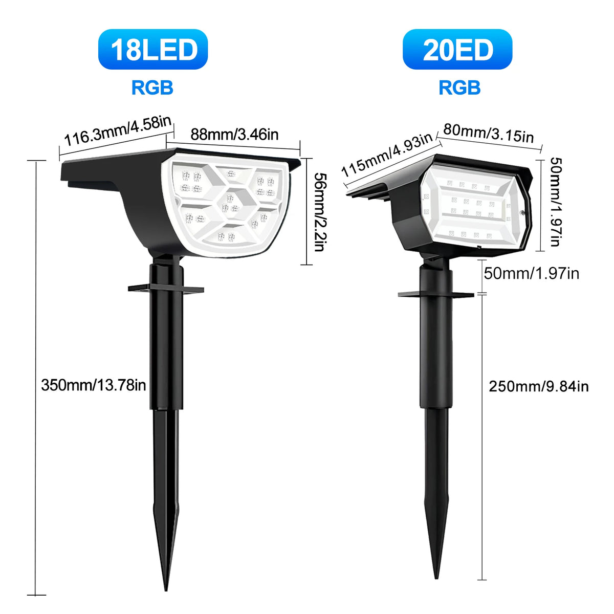72/68 LED Solar Landscape Lights Outdoor IP65 Waterproof Solar Light with 3 Modes Solar Garden Spotlight for Yard Lawn Walkway