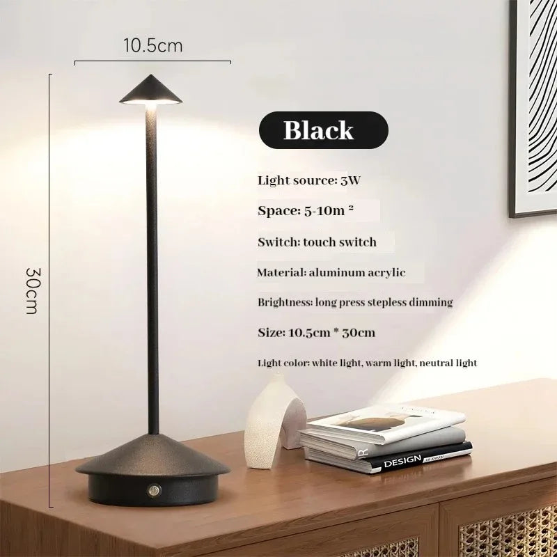 GGbingo Rechargeable Table LED Lamp Touch Sensor  Desk Lamp for Restaurant Bar Bedroom 3 Color Temperatures Stepless Dimming