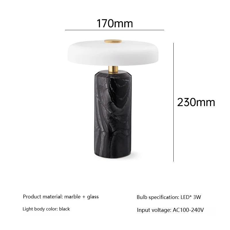 Marble Luxury Table Lamps Danish Atmosphere LED Desk Light Charging Touch Switch Living Room Bedroom Bedside Study Read Lighting
