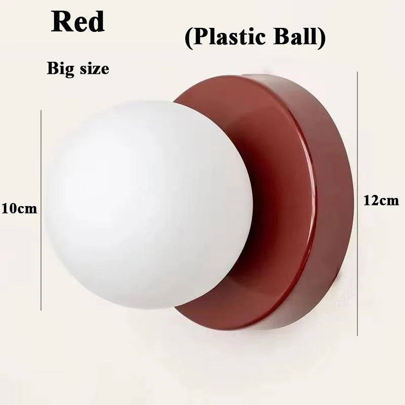 Macaron Soft Style Small Wall Lamp Iron Base With Plastic Material Ball Lampshade Sconce Light Modern Home Decor Soft E27 Lustre