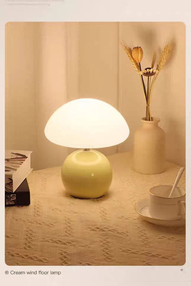 Ceramic Mushroom Table Lamp Nordic Cream Style Bedroom Bedside Living Room and Dining Room Table Lamp Atmosphere Table Lamp