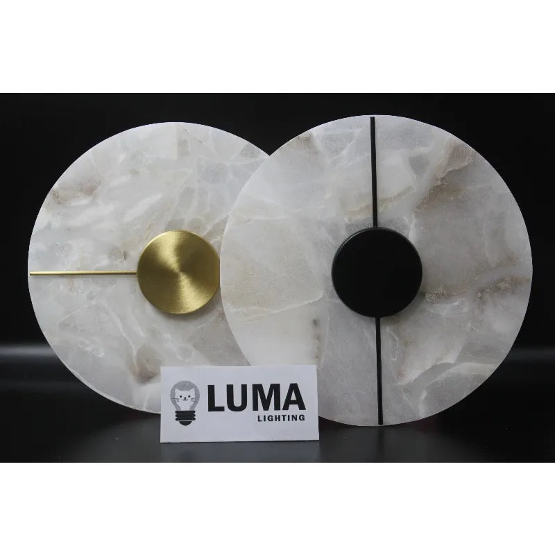Modern Luxury Creative Natural Marble Copper Wall Light - Alabaster Marble Wall Sconce for Bedroom Bedside Living Room Aisle