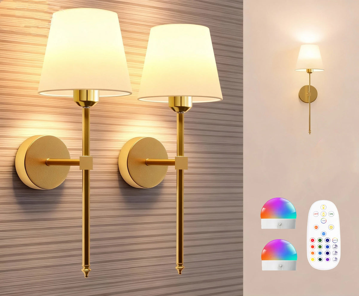 Wireless Battery Powered Wall Lamp Rechargeable Wall Lamp Dimmable Detachable Bulb Remote Control 15 Color Wireless Wall Lamp