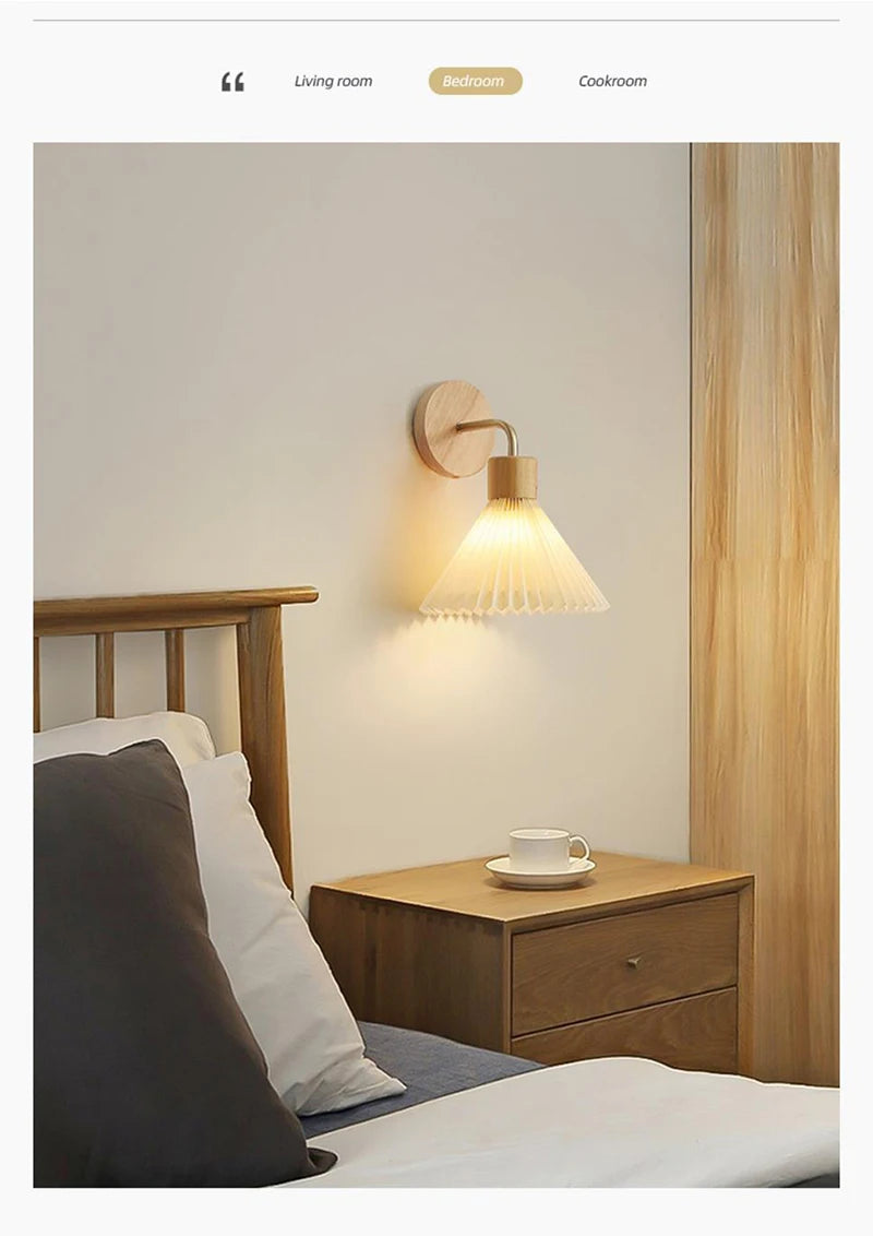 Nordic LED Wall Lamp Modern Wood Wall Light Indoor Lighting Room Decor Sconces For Bedside Bedroom Living Room Hotel E27 Bulb