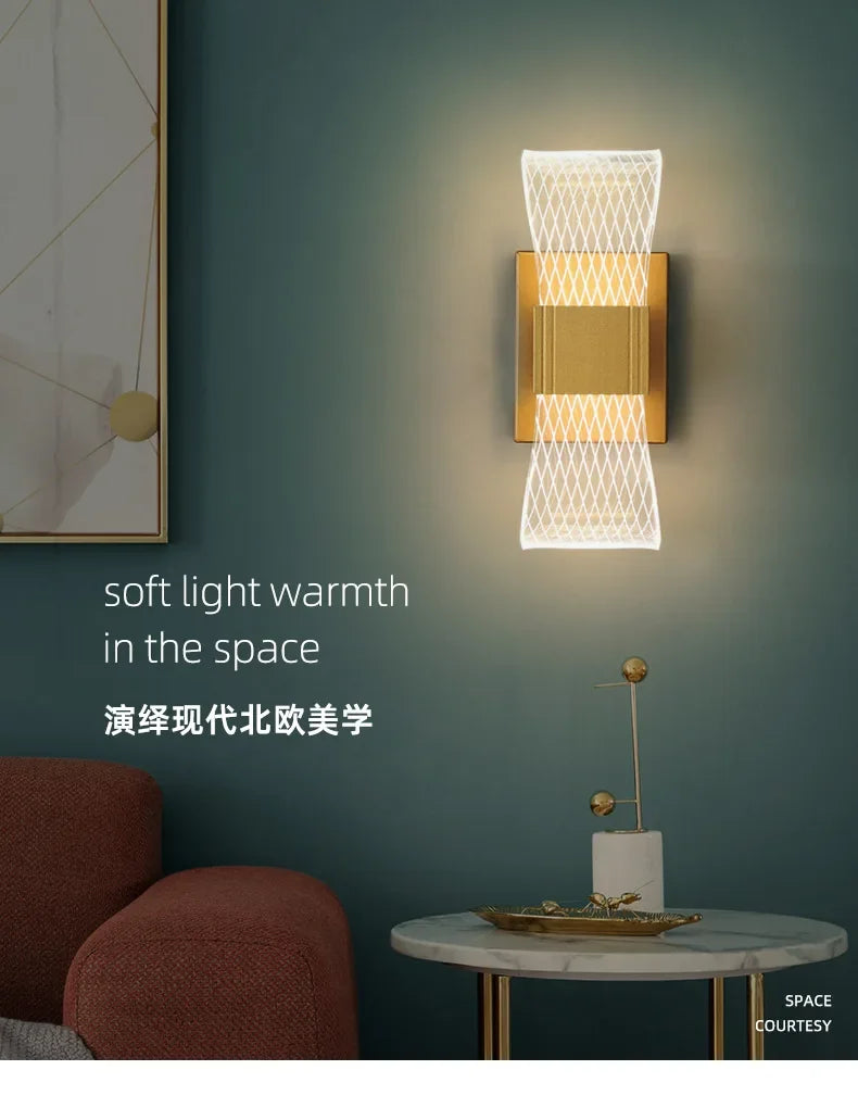 Nordic Luxury Wall Lamp LED Bedside Lamp Aluminum Wall Light Modern Living Room Background Wall Decorative Light
