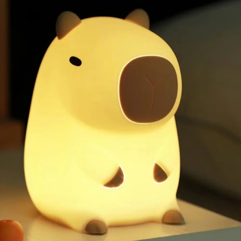 LED Night Light Cute Duck Cartoon Animals Silicone Lamp for Children Kid Touch Sensor Timing USB Rechargeable for Birthday Gifts