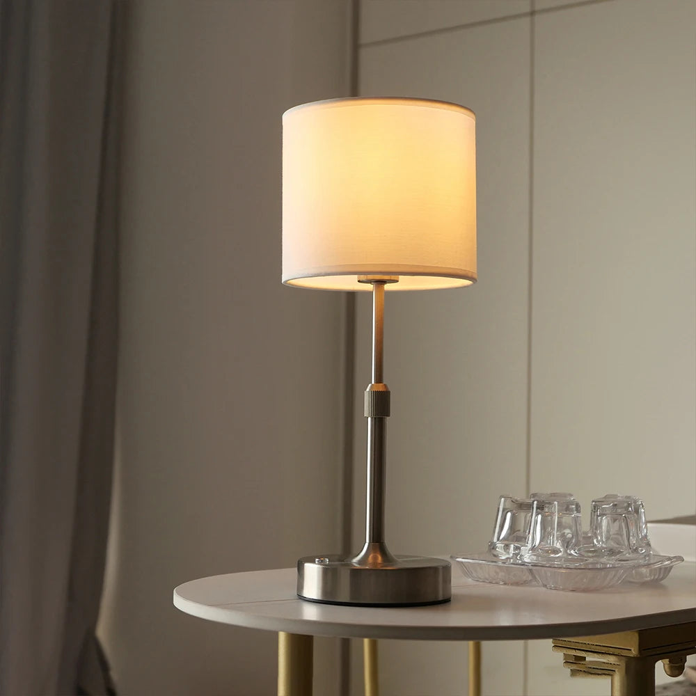 Fabric Desk Lamp Rechargeable Touch Table Lamp Replaceable E12 Bulb 2700K For Restaurant Hotel Room Bedside Decor Lighing