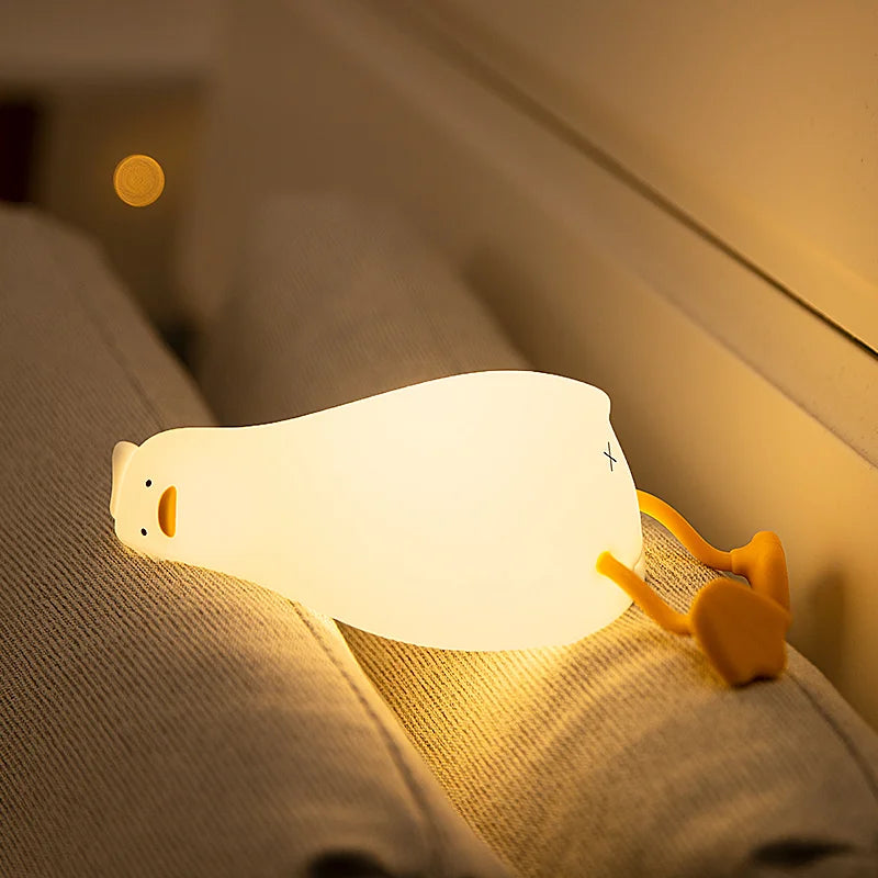 Duck Rechargeable LED Night Light Pat Silicone Lamp Bedside Cartoon Cute Children Nightlights for Home Room Decor Birthday Gift