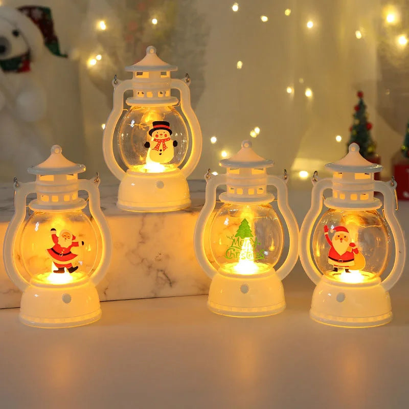 Portable LED Christmas Santa Claus Snowman Lanterns Indoor Decor Lights Battery Powered for Home Xmas New Year Navidad Ornaments