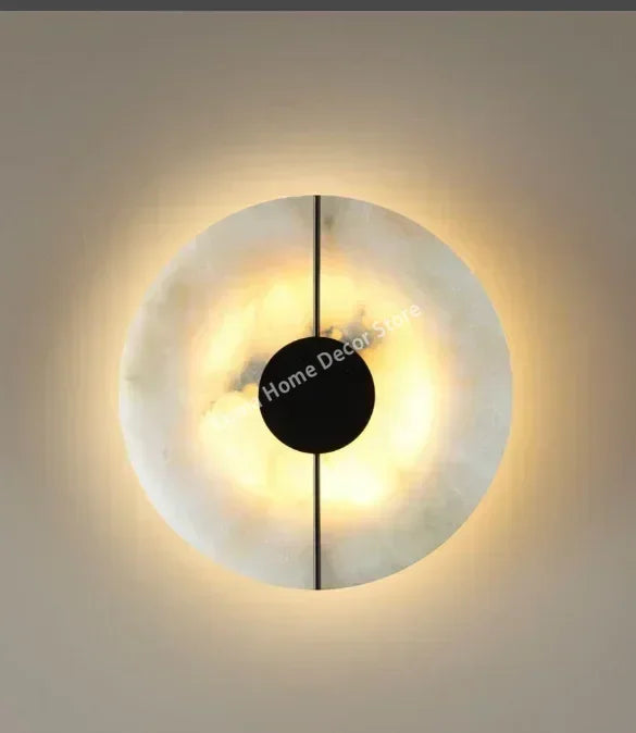 Modern Luxury Creative Natural Marble Copper Wall Light - Alabaster Marble Wall Sconce for Bedroom Bedside Living Room Aisle
