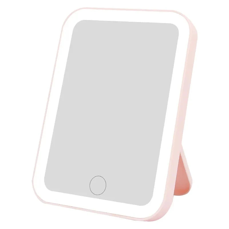 3 Colors LED Vanity Mirror Touch Screen 3 Brightness Dimmable USB Rechargeable Portable Makeup Mirror