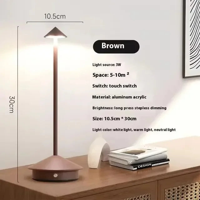 GGbingo Rechargeable Table LED Lamp Touch Sensor  Desk Lamp for Restaurant Bar Bedroom 3 Color Temperatures Stepless Dimming