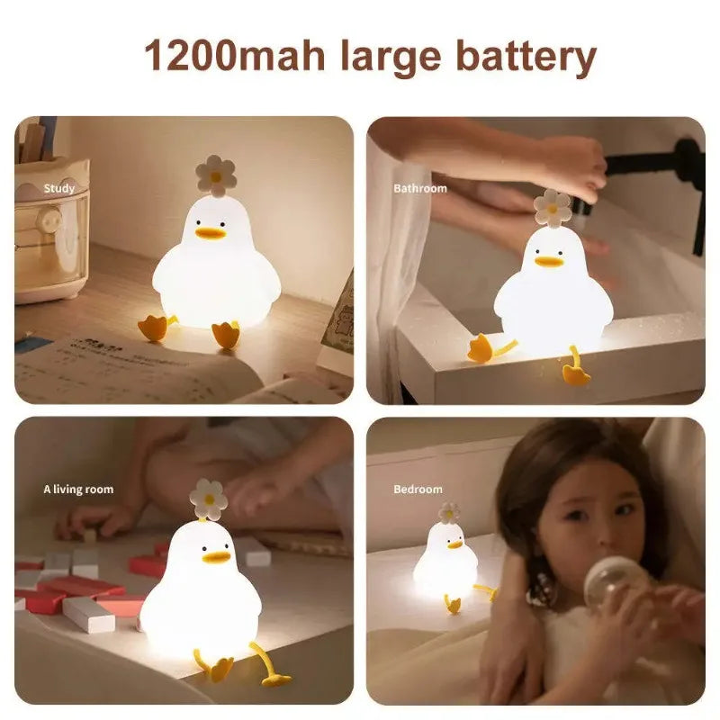Cute Duck Led Night Light USB Rechargeable Nightlights Silicone Lamp Touch Switch Children Kid Bedroom Decoration Birthday Gift